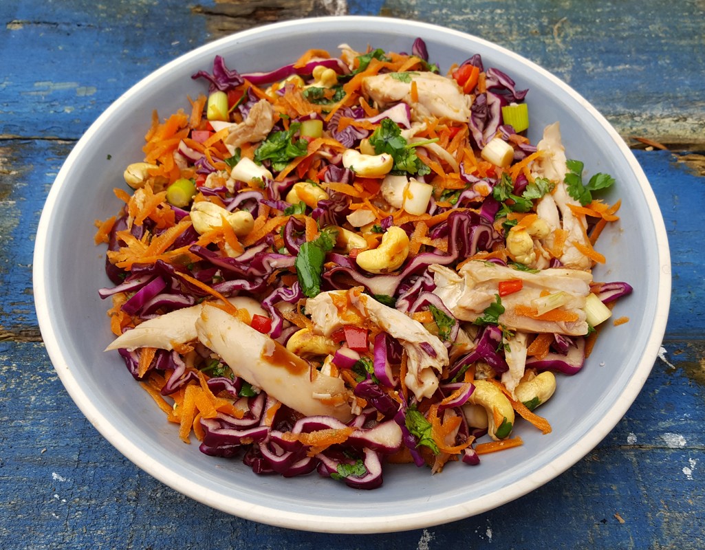 Chinese style chicken and red cabbage salad