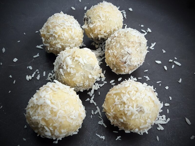 Cherry and coconut Christmas pud bonbons