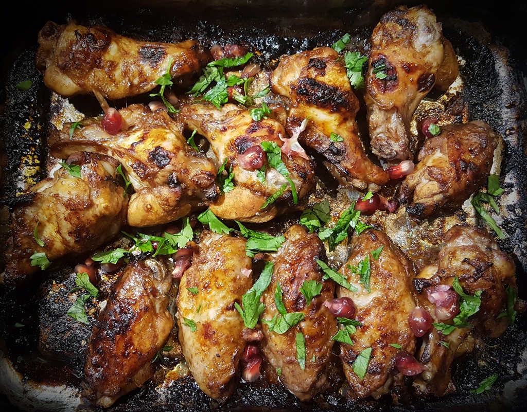 Pomegranate glazed chicken wings