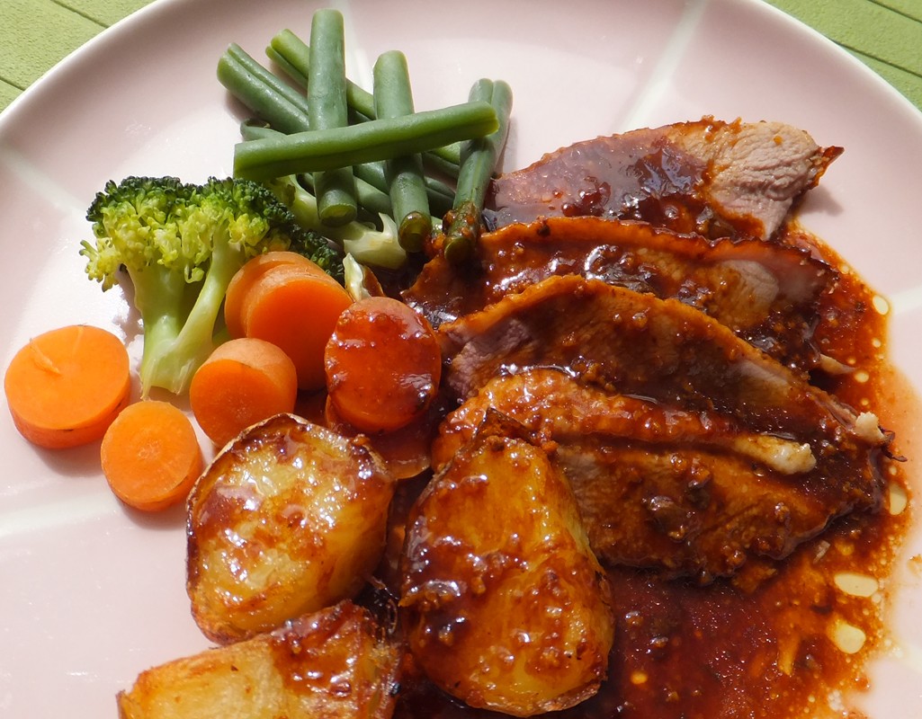 Pomegranate and marmalade glazed duck