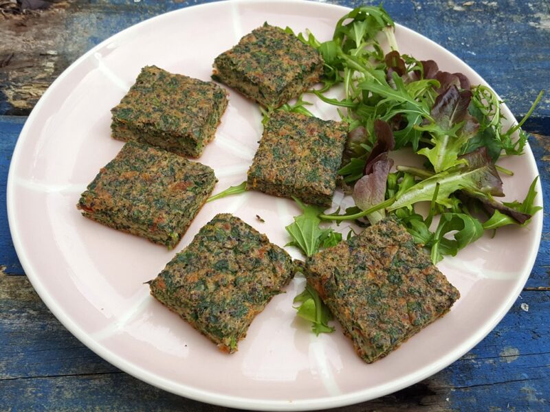 Spinach, tapenade and sundried tomato frittata