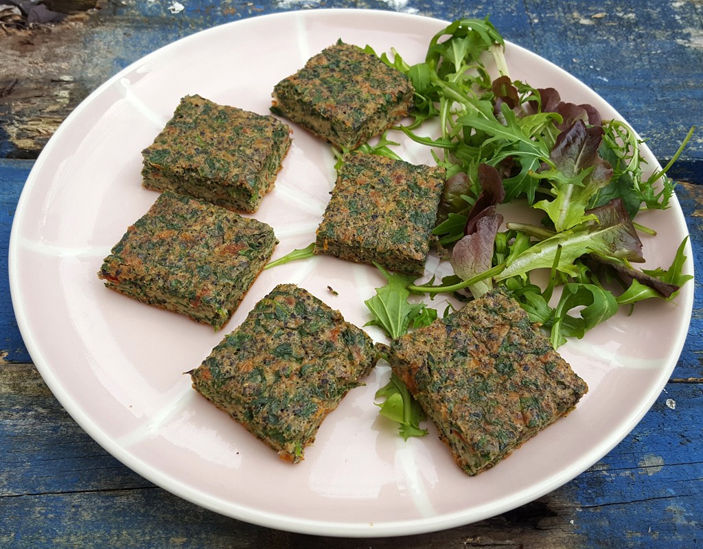 Spinach, tapenade and sundried tomato frittata