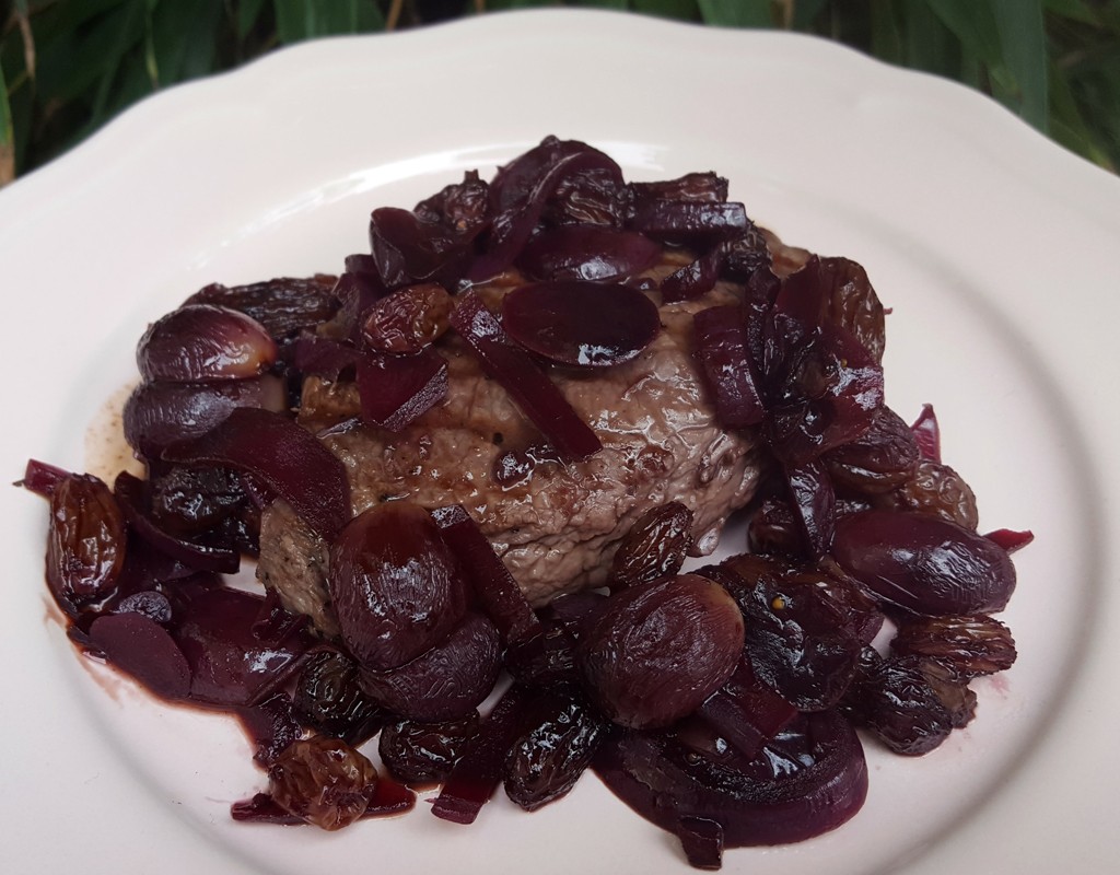 Griddled Venison Steak with Grapes