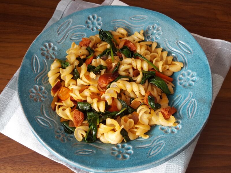 Chorizo and spinach pasta