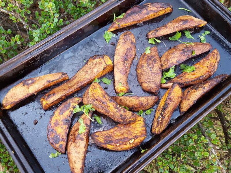 Miso baked sweet potatoes