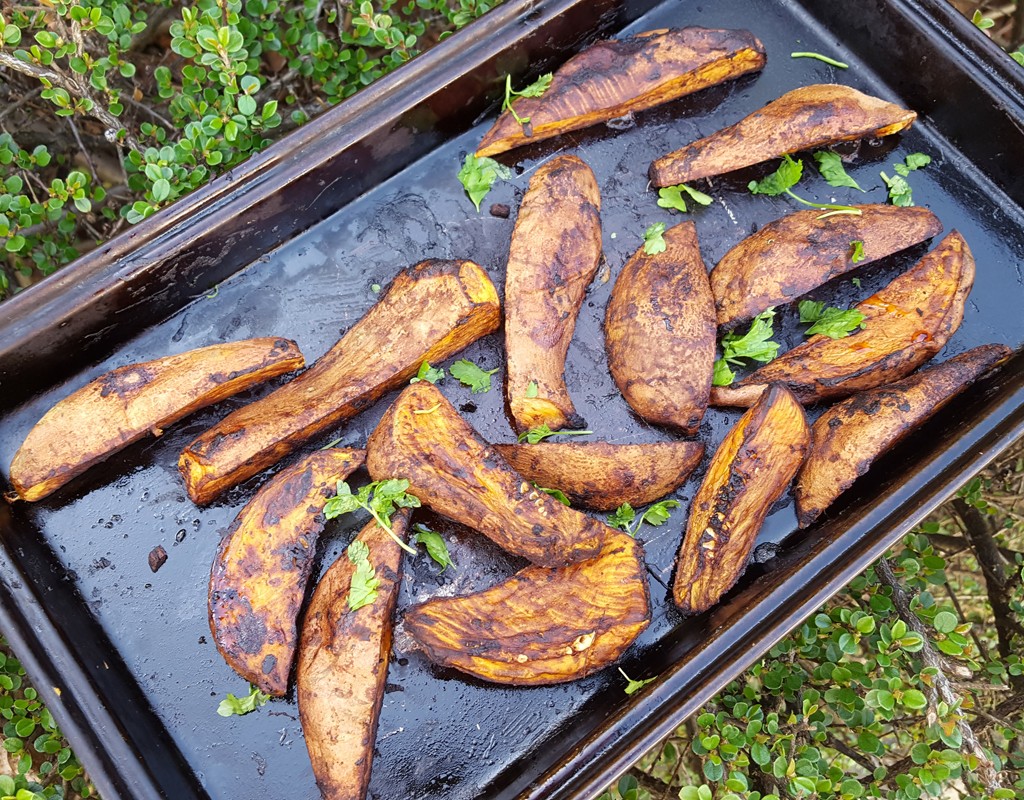 Miso baked sweet potatoes