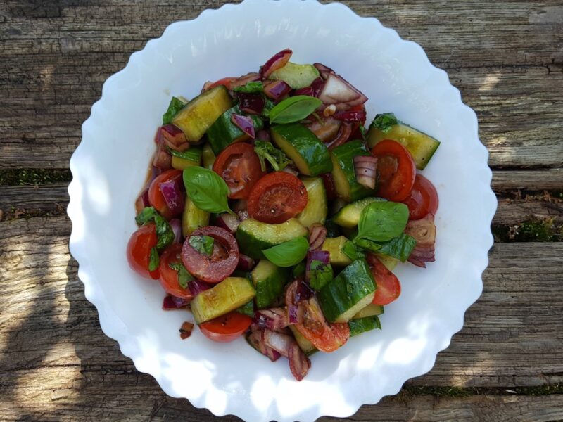 Balsamic tomato and cucumber salad