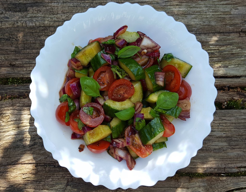 Balsamic tomato and cucumber salad