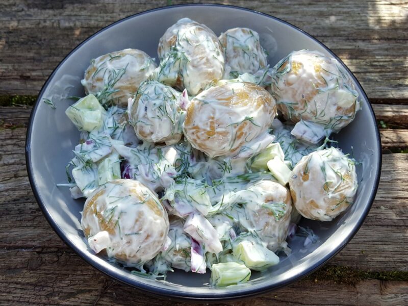 Creamy potato salad with dill