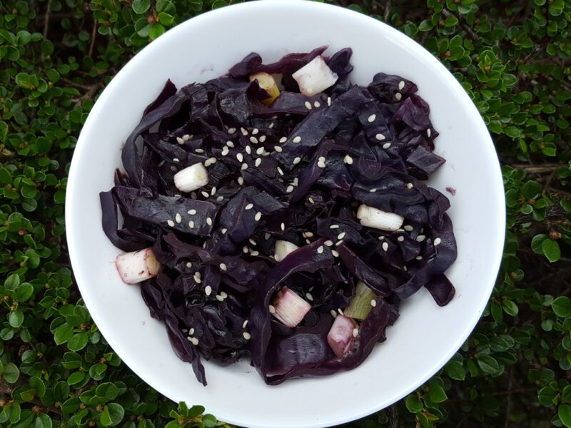 Miso braised red cabbage