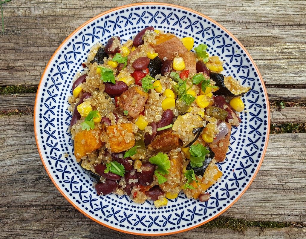 Quinoa with spicy roasted vegetables