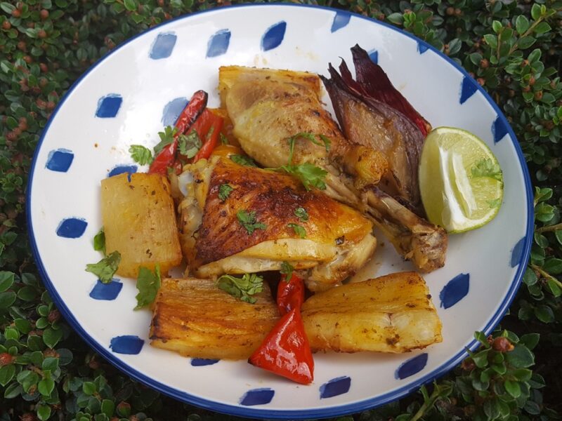 Baked chicken and cassava