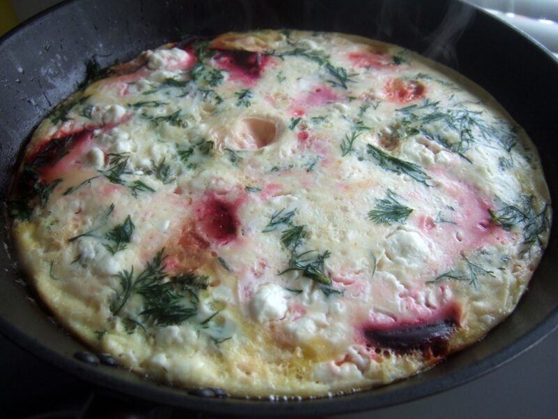 Beetroot and feta frittata