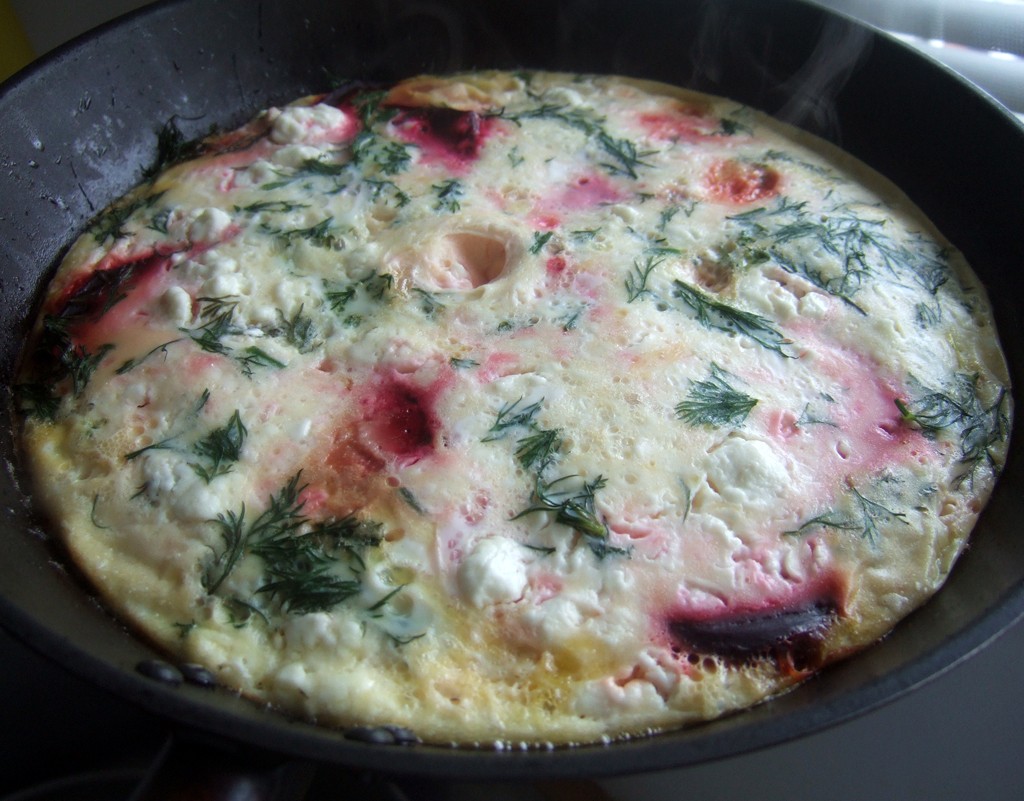 Beetroot and feta frittata