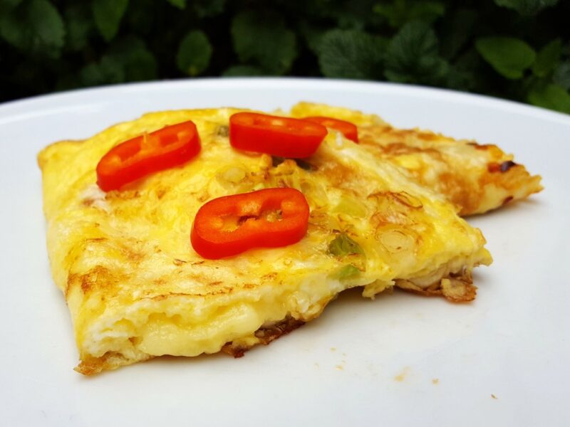 Cheese and spring onion omelette