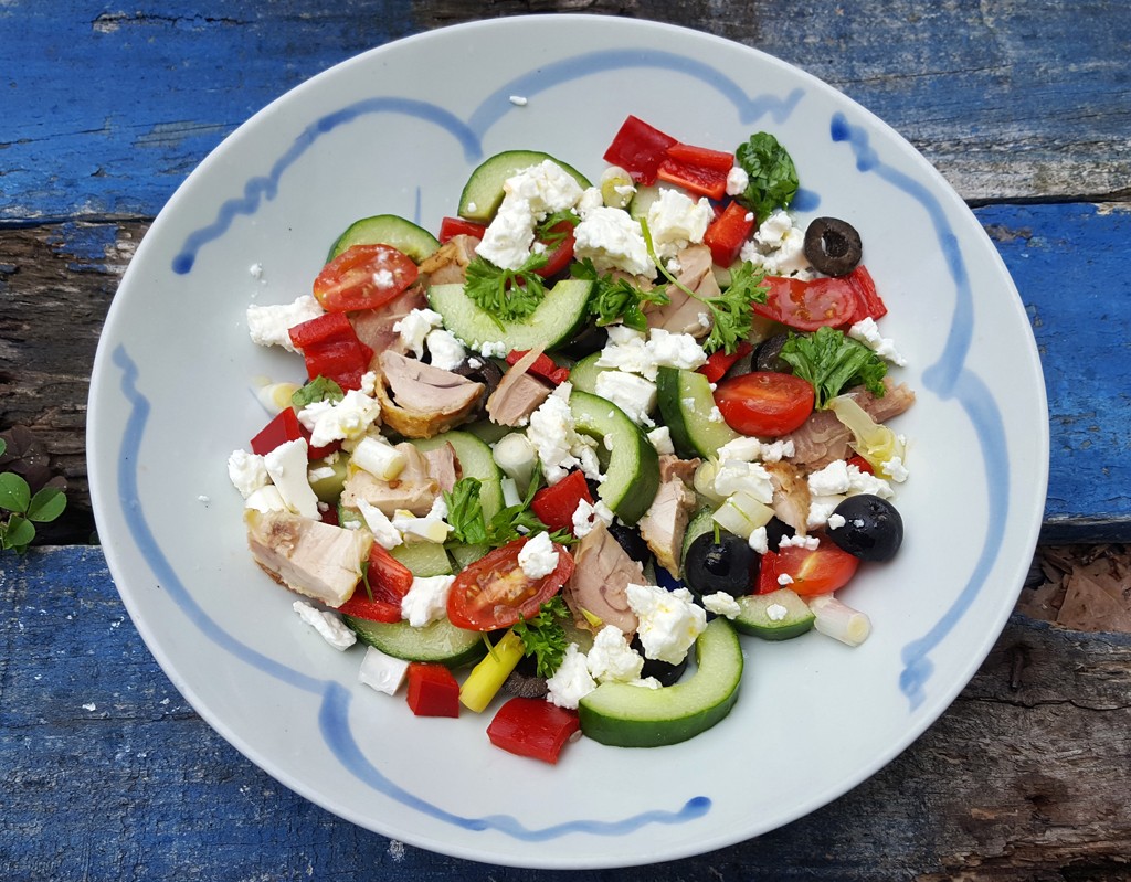 Greek salad with chicken