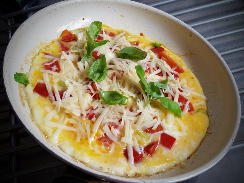 Cheese and red pepper omelette