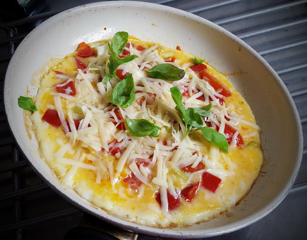 Cheese and red pepper omelette