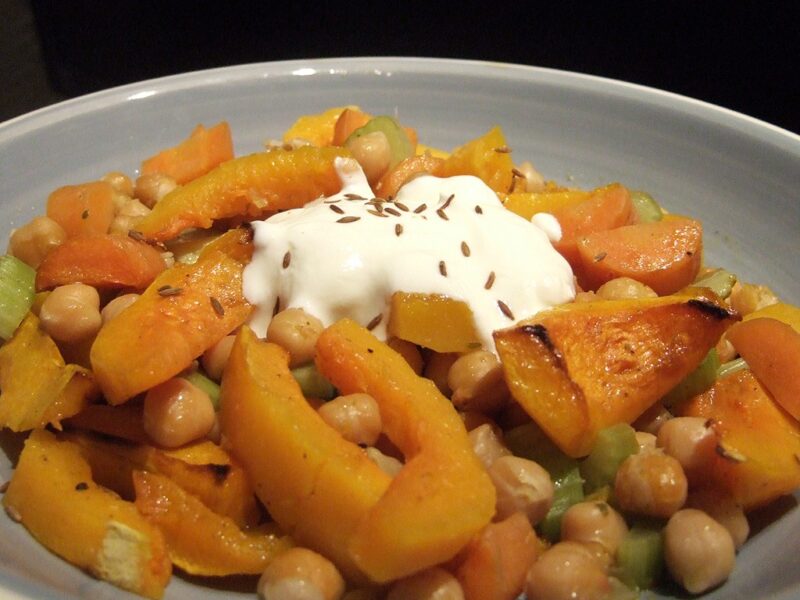 Roasted squash with chickpeas