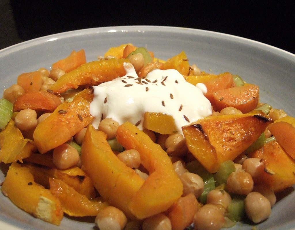 Roasted squash with chickpeas