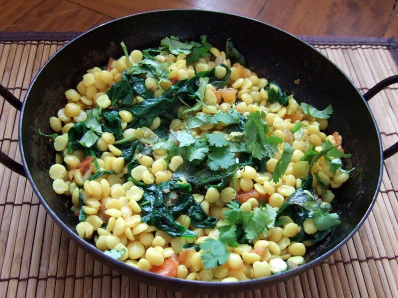 Tarka dal with spinach