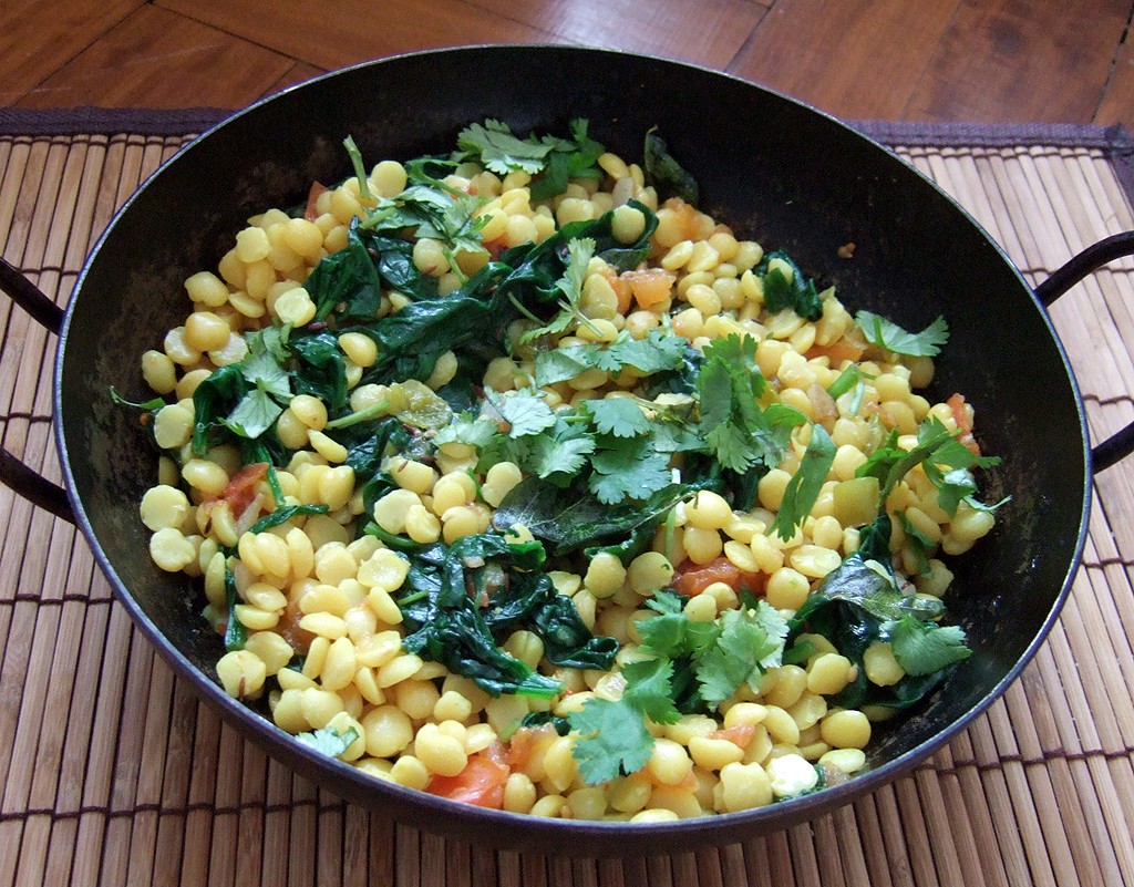 Tarka dal with spinach