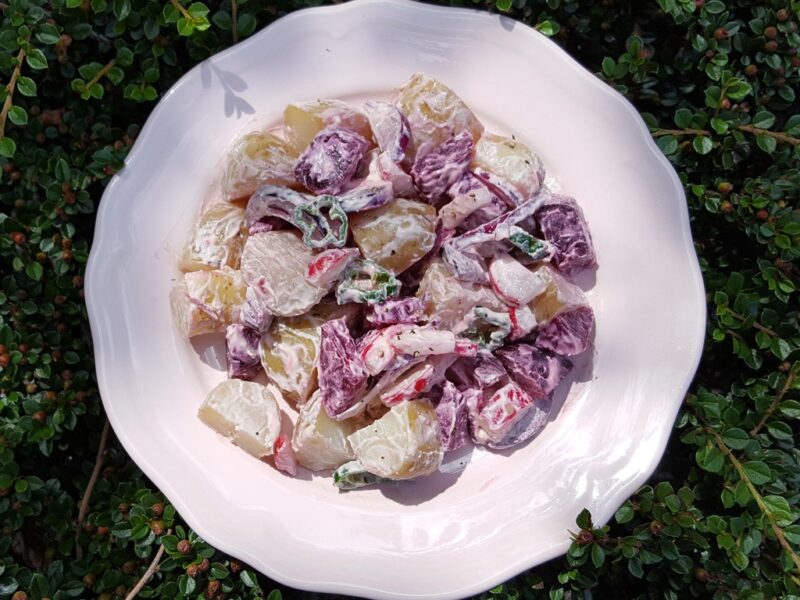 Creamy potato and beetroot salad