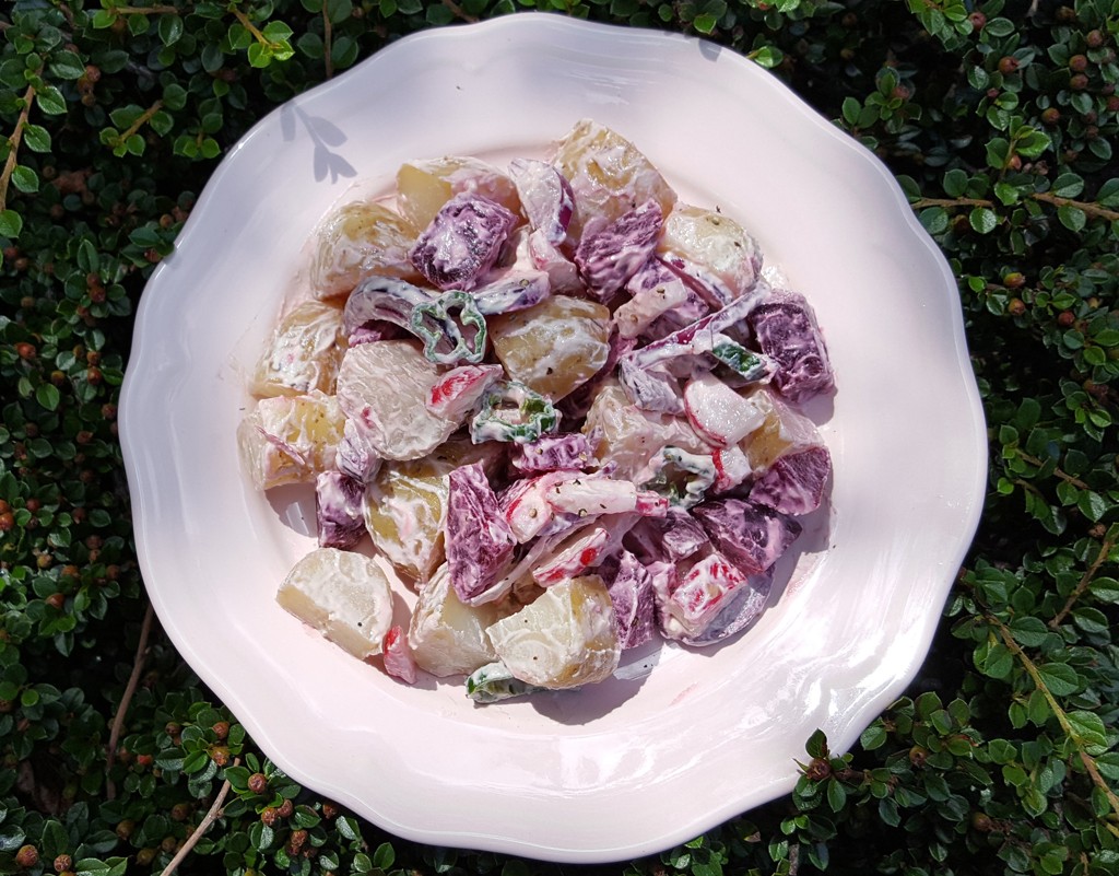 Creamy potato and beetroot salad