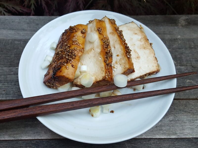 Sesame crusted fried tofu