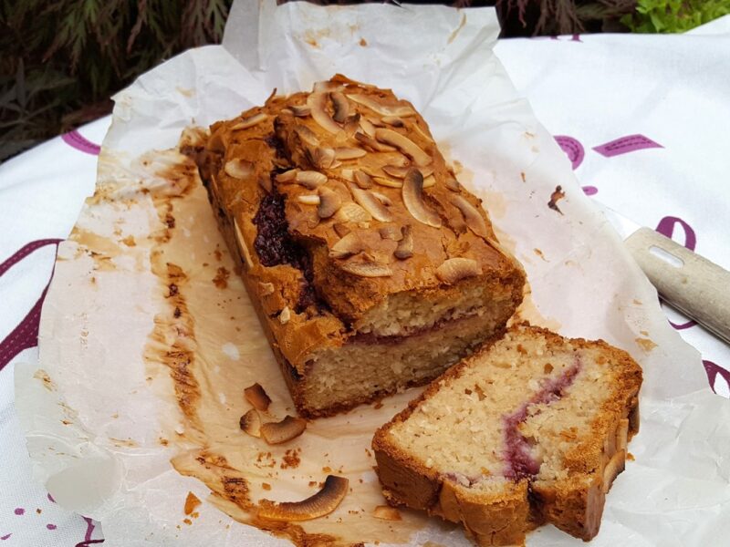 Raspberry and coconut yoghurt loaf