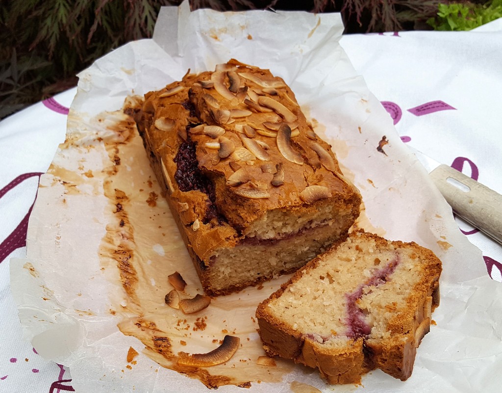 Raspberry and coconut yoghurt loaf