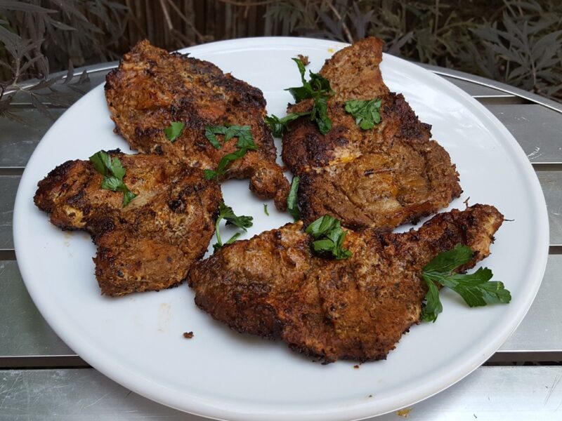 Spicy grilled pork steaks