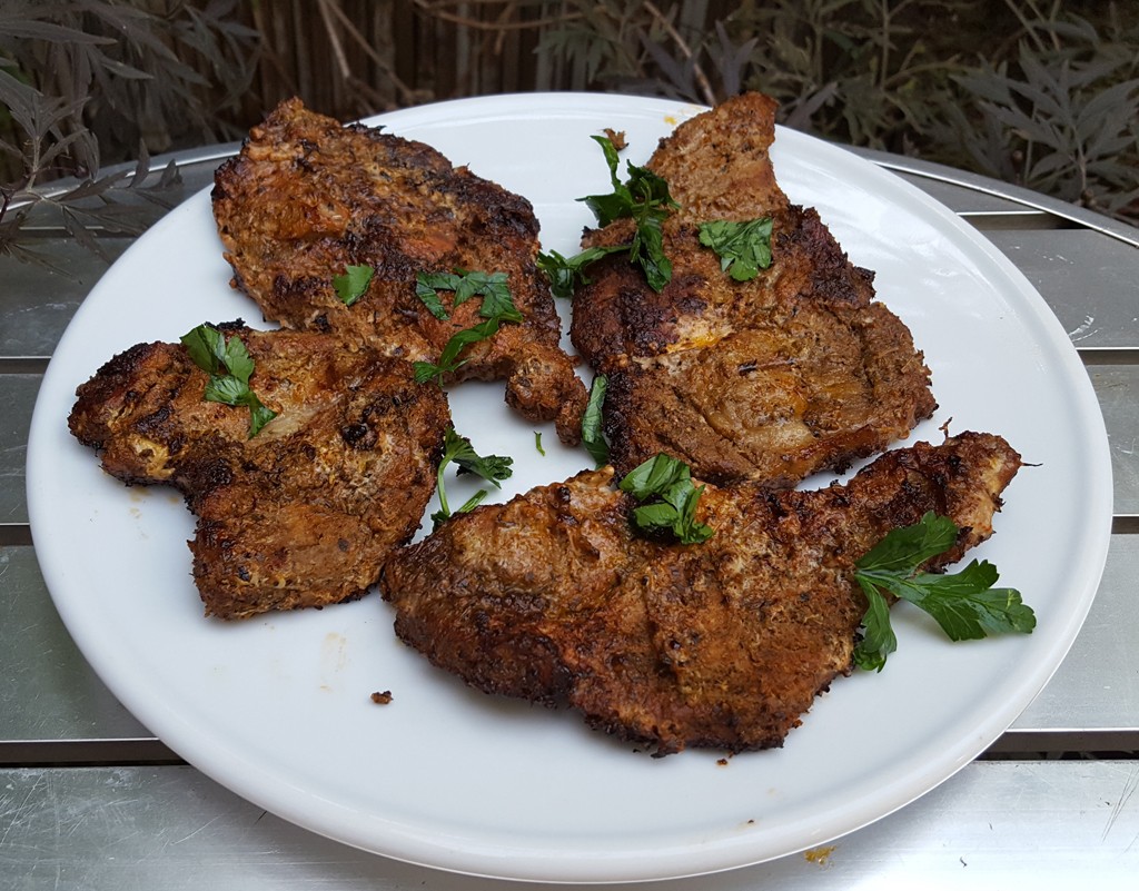 Spicy grilled pork steaks