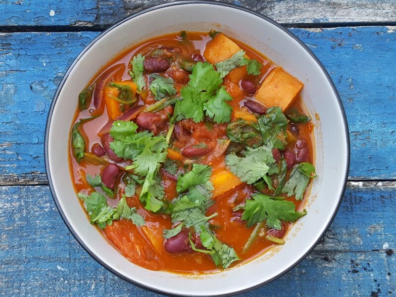 Kidney bean and spinach stew