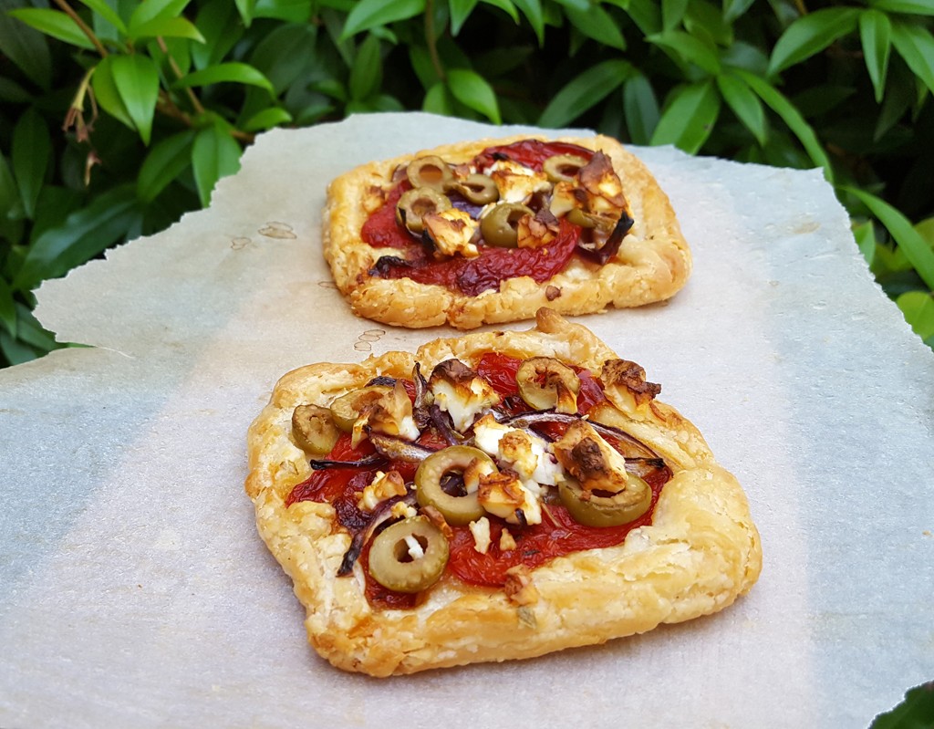 Grilled pepper and feta tartlets