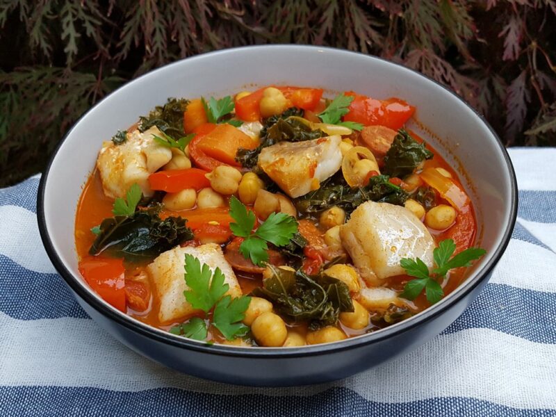 Spanish fish and chorizo stew