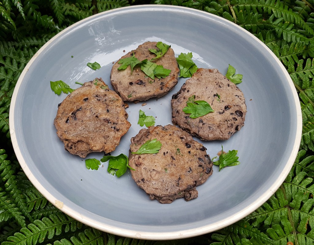 Spiced black bean cakes