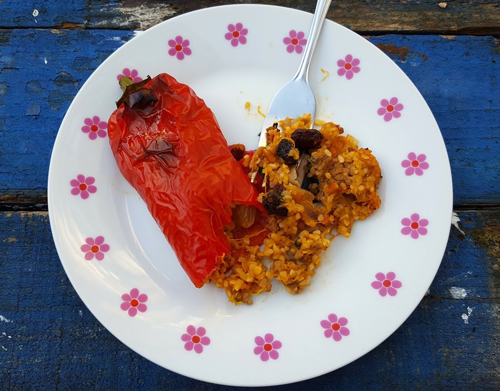 Spiced stuffed Romano peppers