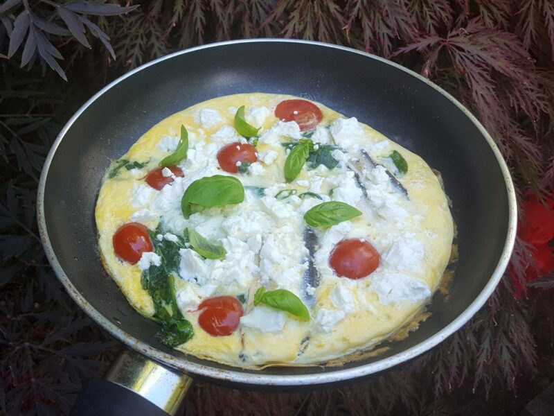 Spinach and anchovy omelette