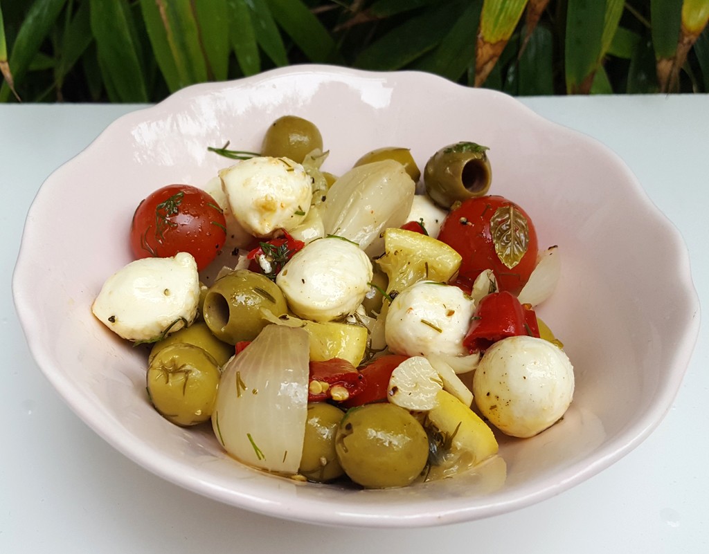 Tomato, olive and mozzarella salad