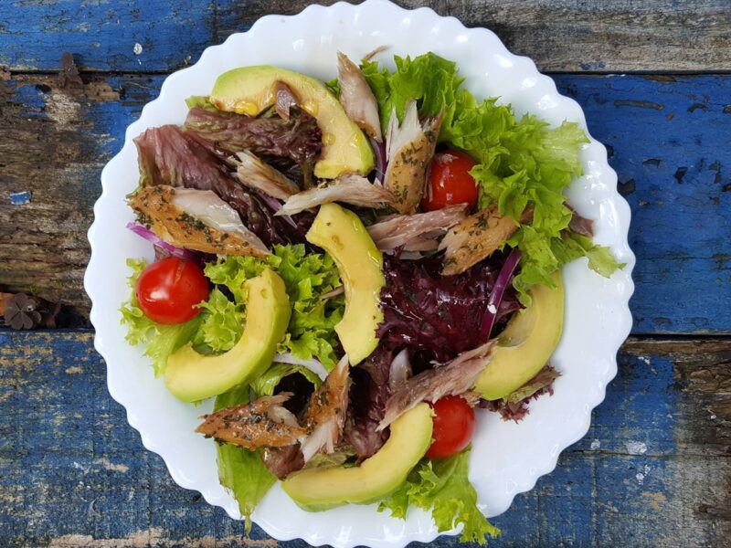 Smoked mackerel and avocado salad