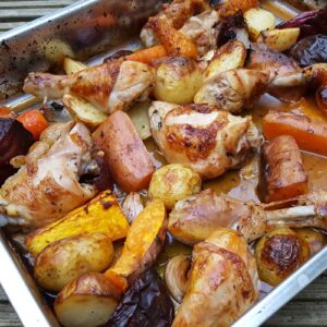 Chicken and root vegetables bake