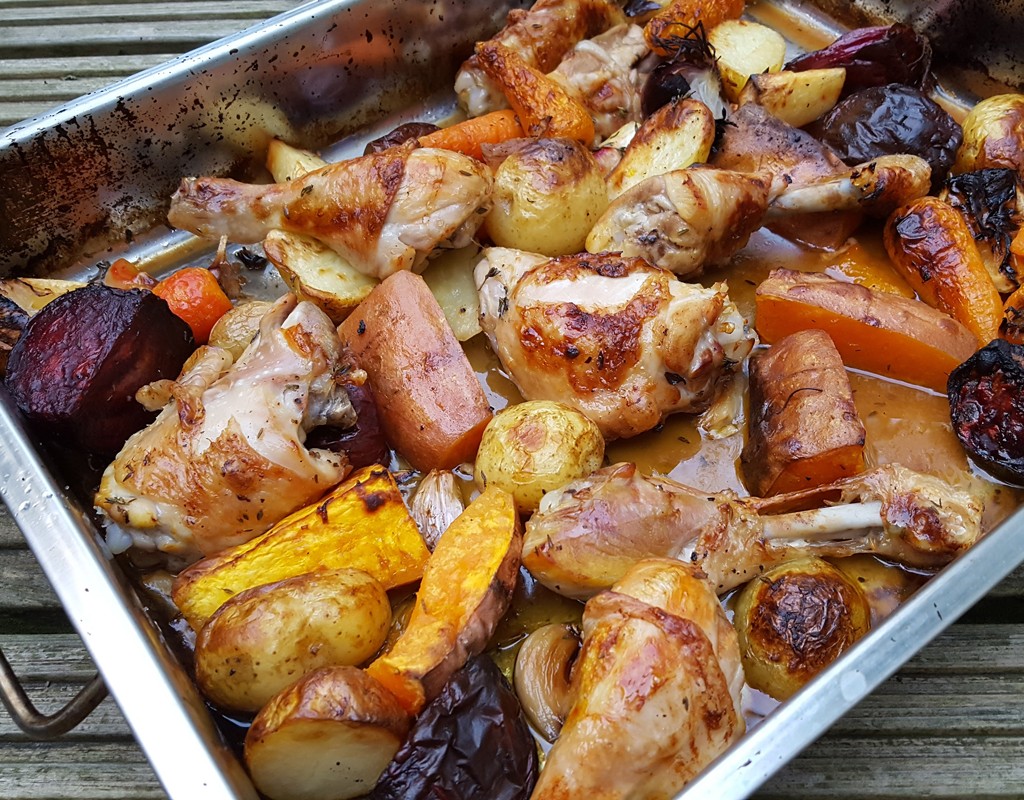 Chicken and root vegetables bake