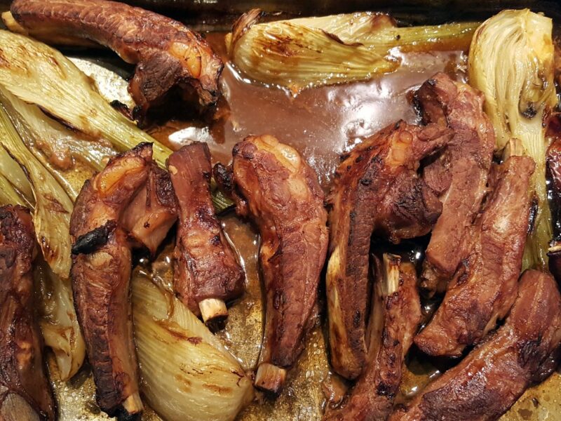 Fennel baked spare ribs with BBQ glaze