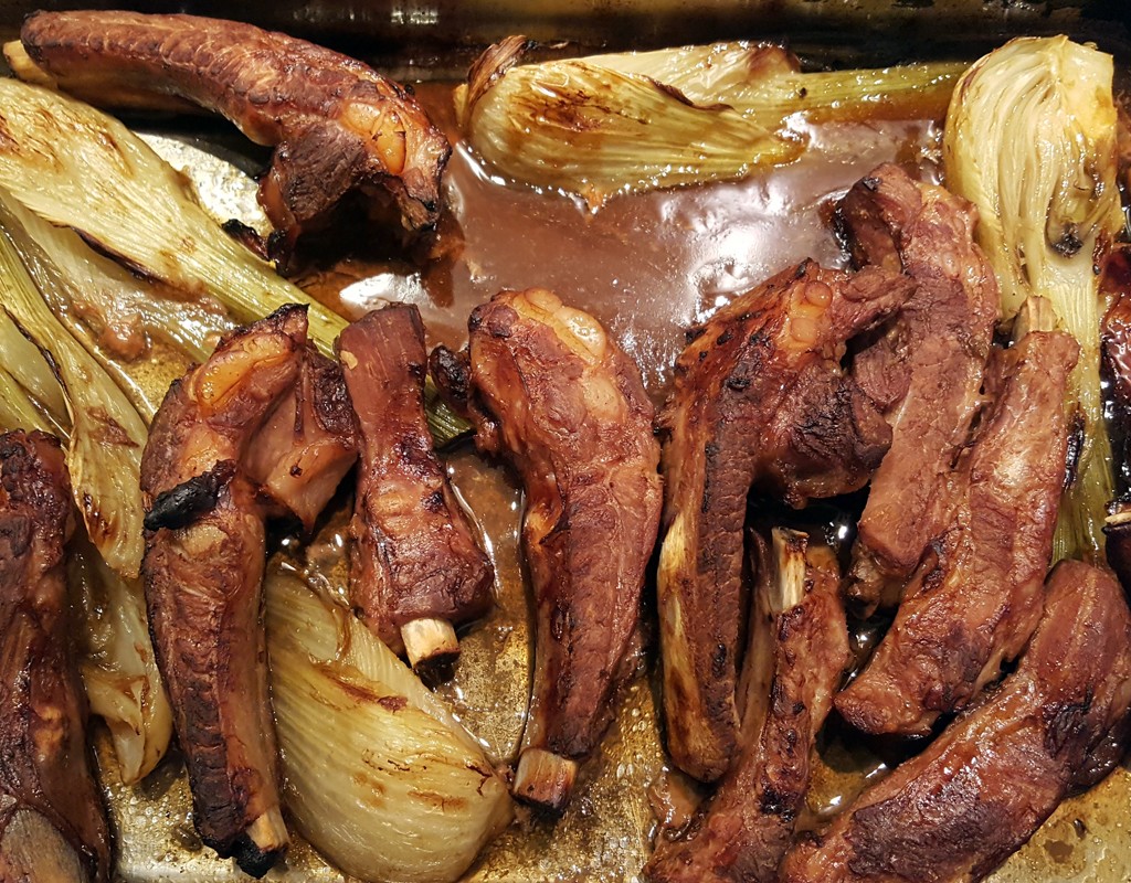 Fennel baked spare ribs with BBQ glaze