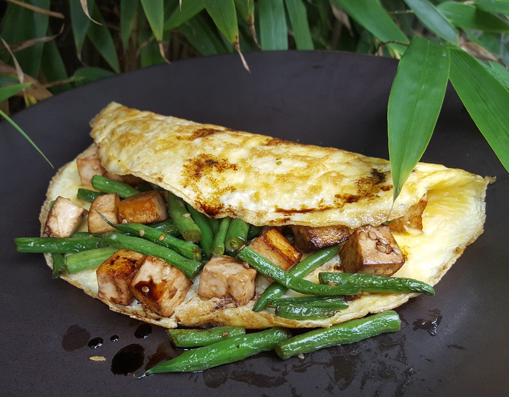 Tofu and green beans omelette