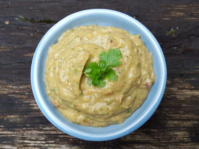 Avocado cream with roasted tomatoes