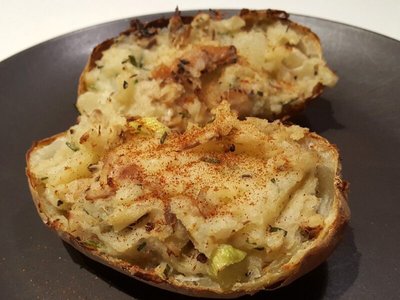 Mackerel loaded potato skin