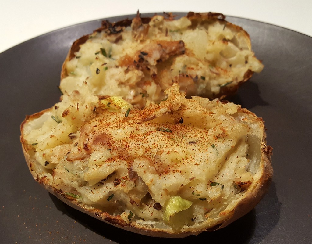 Mackerel loaded potato skin