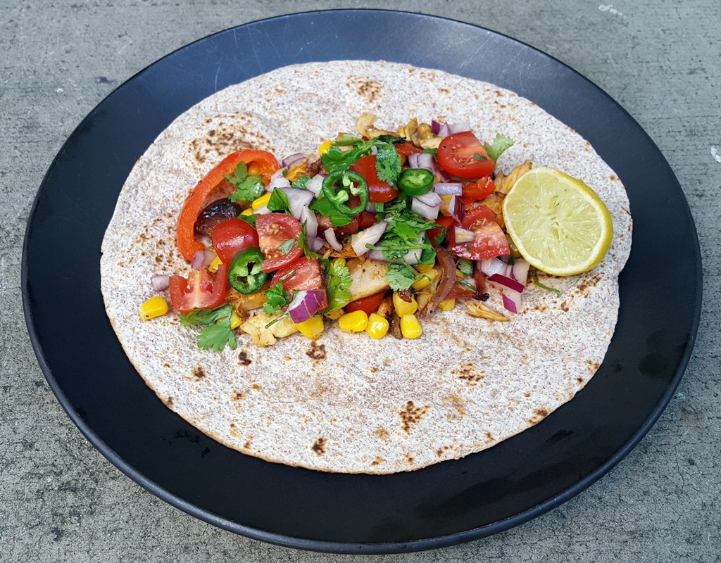 Chicken and corn fajitas